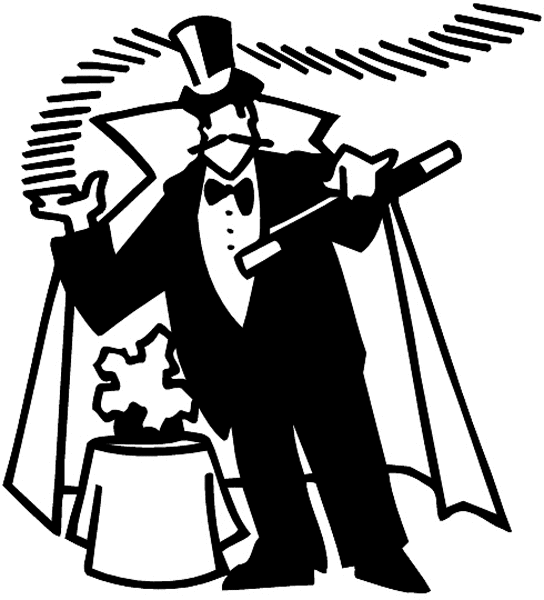 Magician with props vinyl sticker. Customize on line. Entertainment And Circus 033-0218